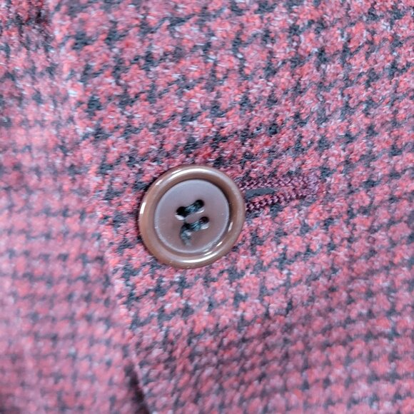 Bachrach Red 100% Wool Houndstooth 2 Button Ventless Notch Blazer Sport Coat 44 - Picture 11 of 16